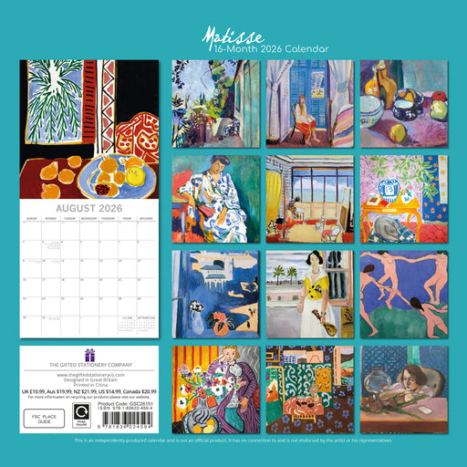 Matisse 2026 Square Wall Calendar (Online Exclusive)