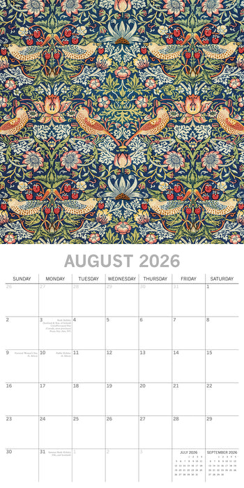William Morris 2026 Square Wall Calendar