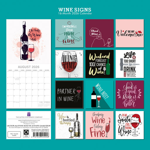 Wine Signs 2026 Square Wall Calendar (Online Exclusive)