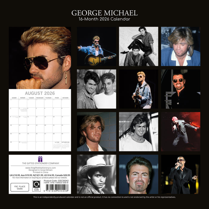 George Michael 2026 Square Wall Calendar