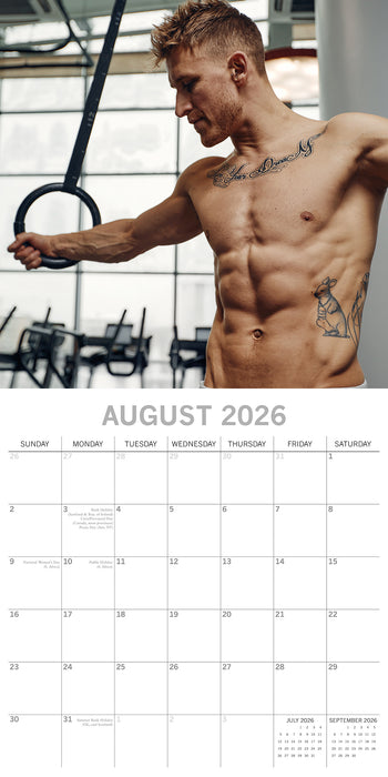 Hot Shirtless Men 2026 Square Wall Calendar
