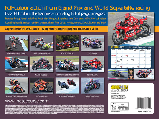 Motocourse Grand Prix Superbike 2026 Deluxe Wall Calendar