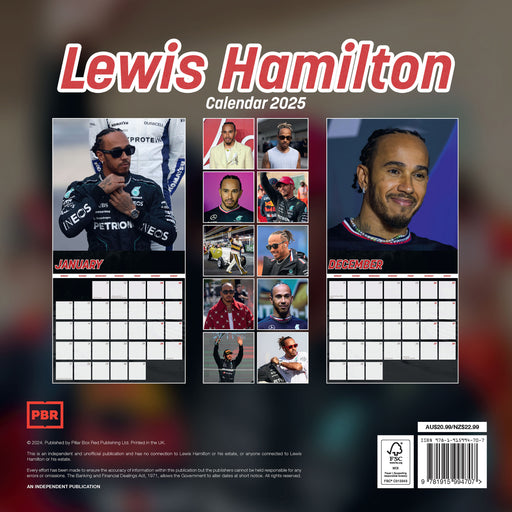 2025 Lewis Hamilton Wall Calendar by  Pillar Box Red Publishing Ltd from Calendar Club