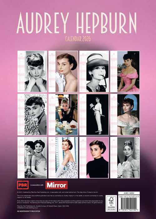 Audrey Hepburn 2026 A3 Wall Calendar