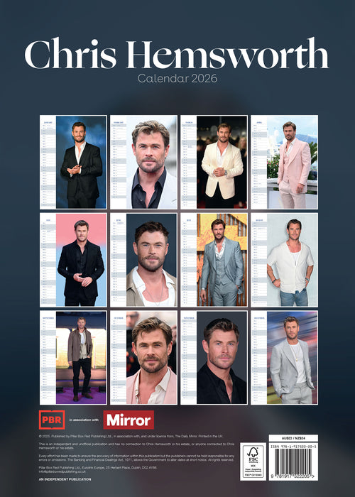 Chris Hemsworth 2026 A3 Wall Calendar