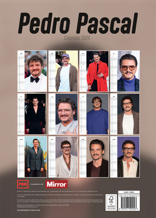 Pedro Pascal 2026 A3 Wall Calendar