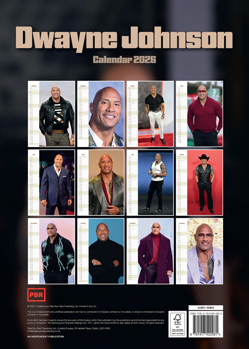 Dwayne Johnson 2026 A3 Wall Calendar