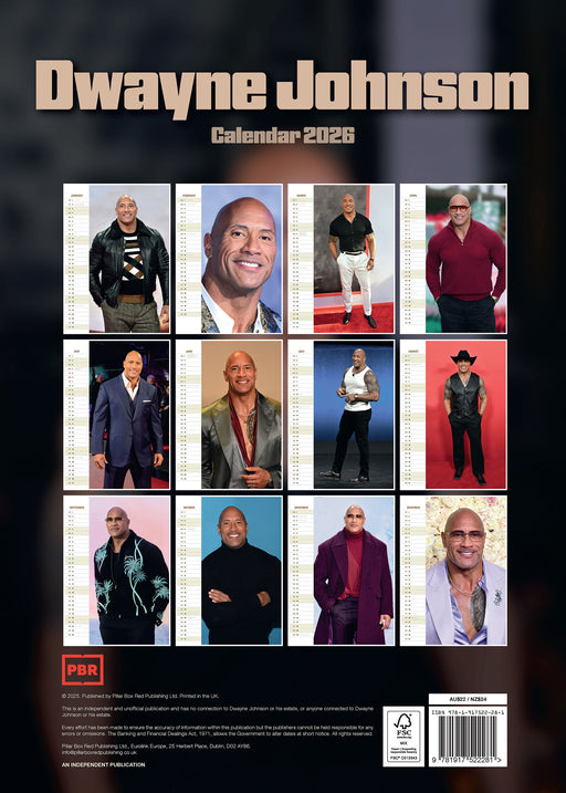 Dwayne Johnson 2026 A3 Wall Calendar