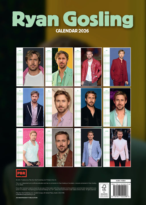 Ryan Gosling 2026 A3 Wall Calendar