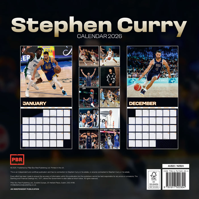 Stephen Curry 2026 Square Wall Calendar