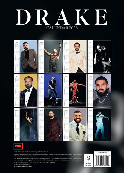 Drake 2026 A3 Wall Calendar