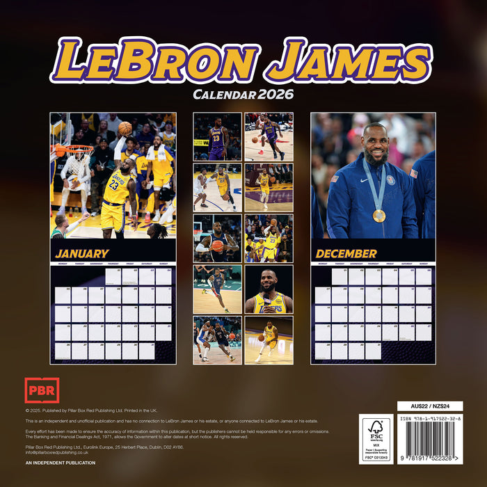 LeBron James 2026 Square Wall Calendar