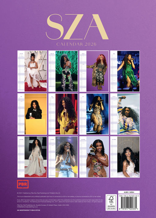 SZA 2026 A3 Wall Calendar
