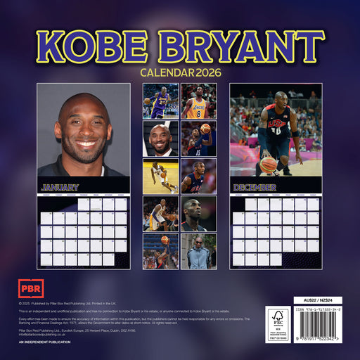 Kobe Bryant 2026 Square Wall Calendar
