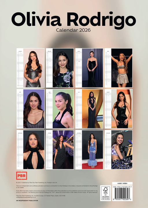 Olivia Rodrigro 2026 A3 Wall Calendar