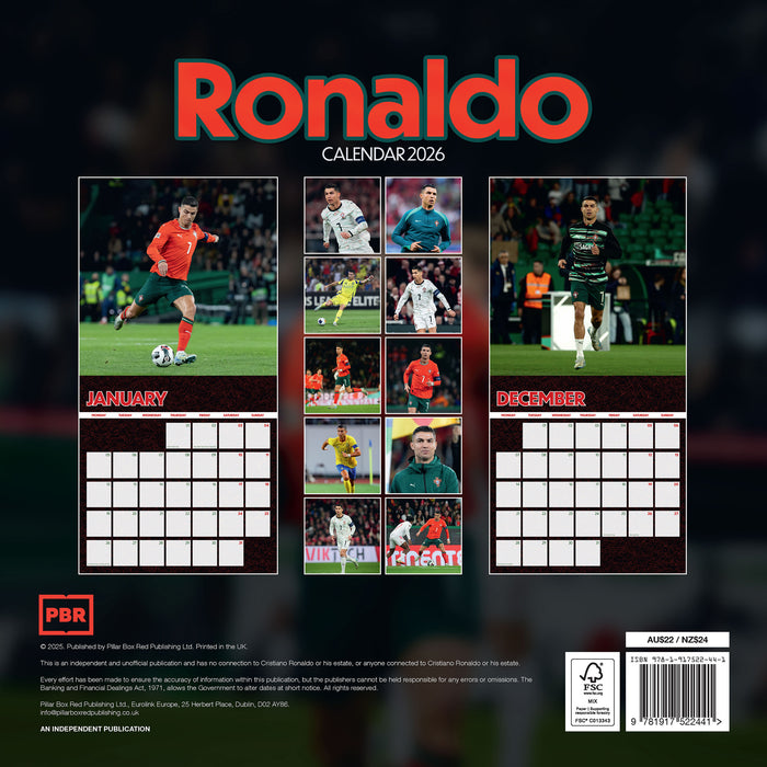 Cristiano Ronaldo 2026 Square Wall Calendar