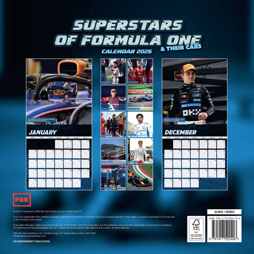 Formula One Superstars 2026 Square Wall Calendar