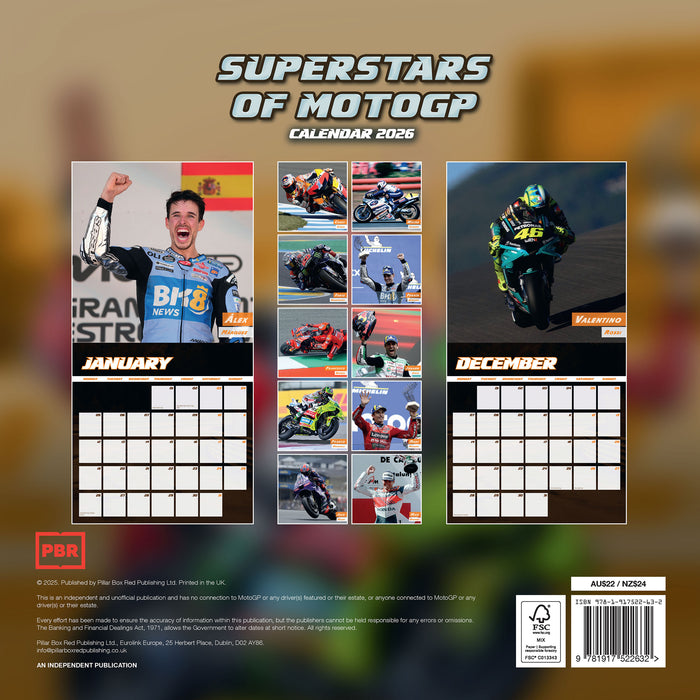 Superstars of Moto GP 2026 Square Wall Calendar