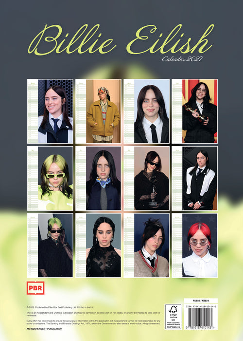 Billie Eilish 2027 A3 Wall Calendar