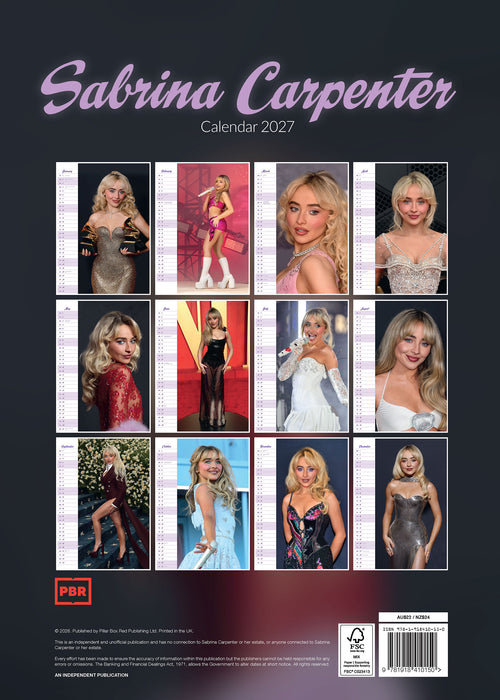 Sabrina Carpenter 2027 A3 Wall Calendar