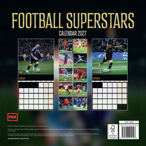 Football Superstars 2027 Square Wall Calendar