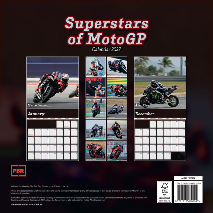 Superstars of MOTO GP 2027 Square Wall Calendar
