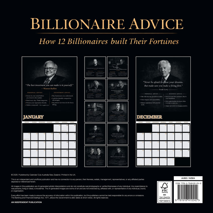 Billionaire Advice 2027 Square Wall Calendar