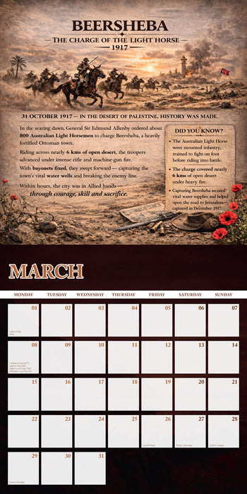 Anzacs at War 2027 Square Wall Calendar