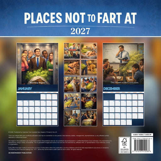Places not to Fart At 2027 Square Wall Calendar