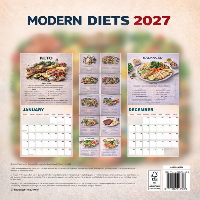 Modern Diets 2027 Square Wall Calendar