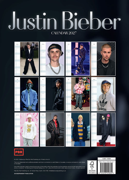 Justin Bieber 2027 A3 Wall Calendar