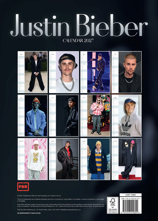 Justin Bieber 2027 A3 Wall Calendar