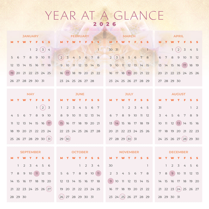 Moon 2026 Square Wall Calendar