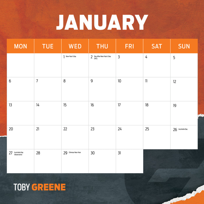 2025 AFL Greater Western Sydney Giants Wall Calendar