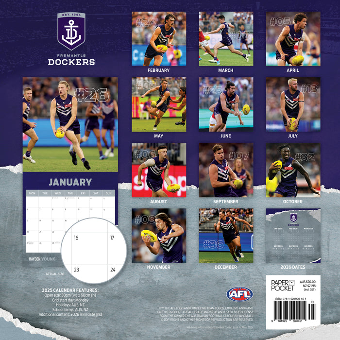 2025 AFL Fremantle Dockers Wall Calendar