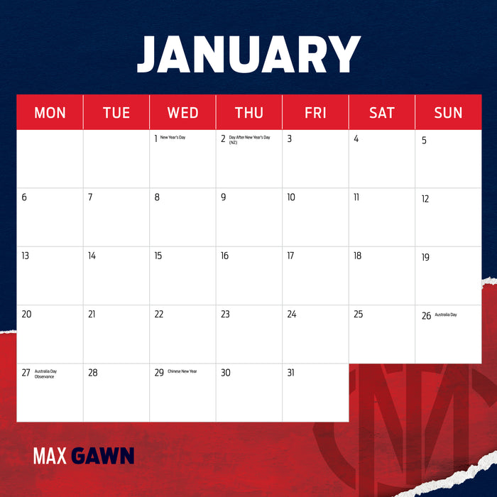 2025 AFL Melbourne Demons Wall Calendar