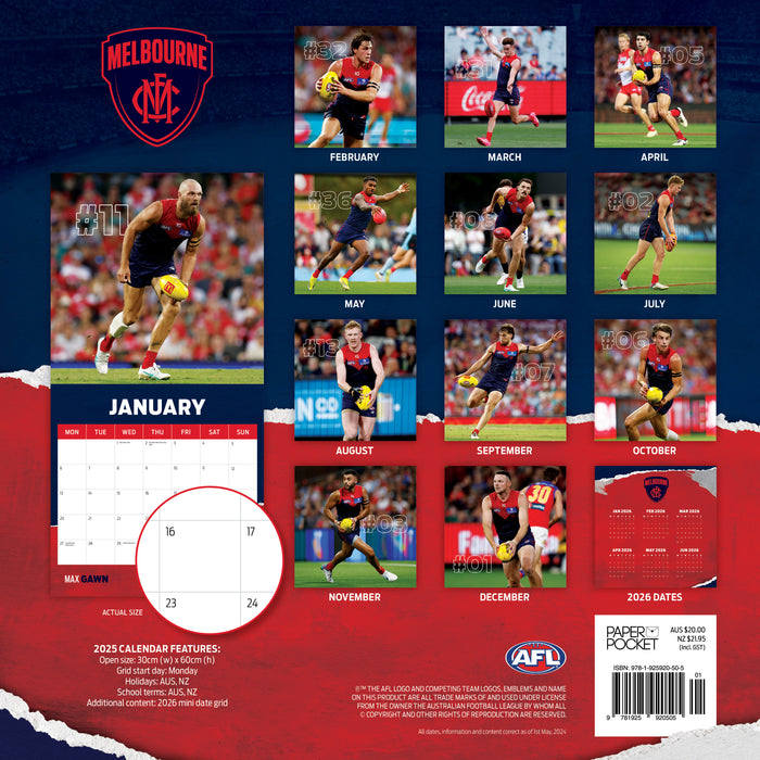 2025 AFL Melbourne Demons Wall Calendar