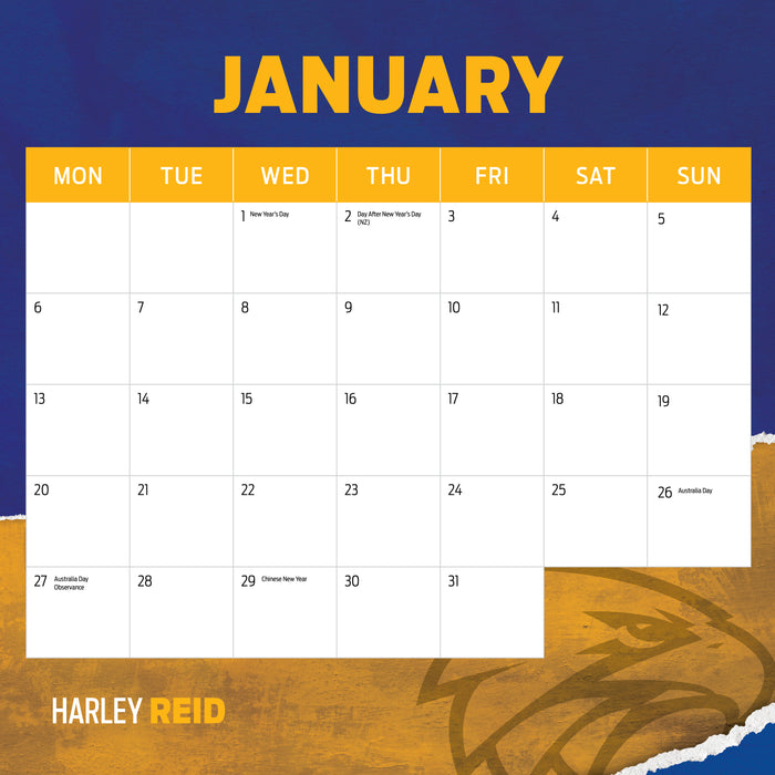 2025 AFL West Coast Eagles Wall Calendar