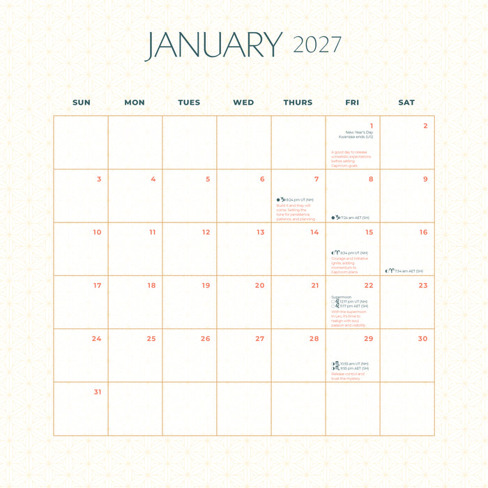 Moon 2027 Square Wall Calendar