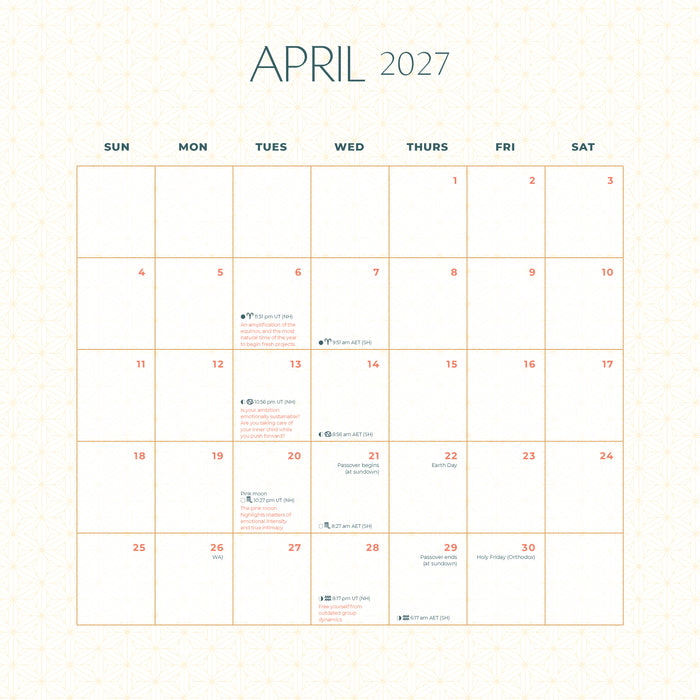 Moon 2027 Square Wall Calendar