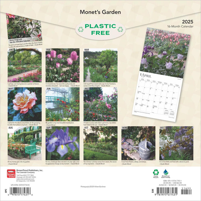 2025 Monet's Garden Wall Calendar by  BrownTrout Publishers Inc from Calendar Club