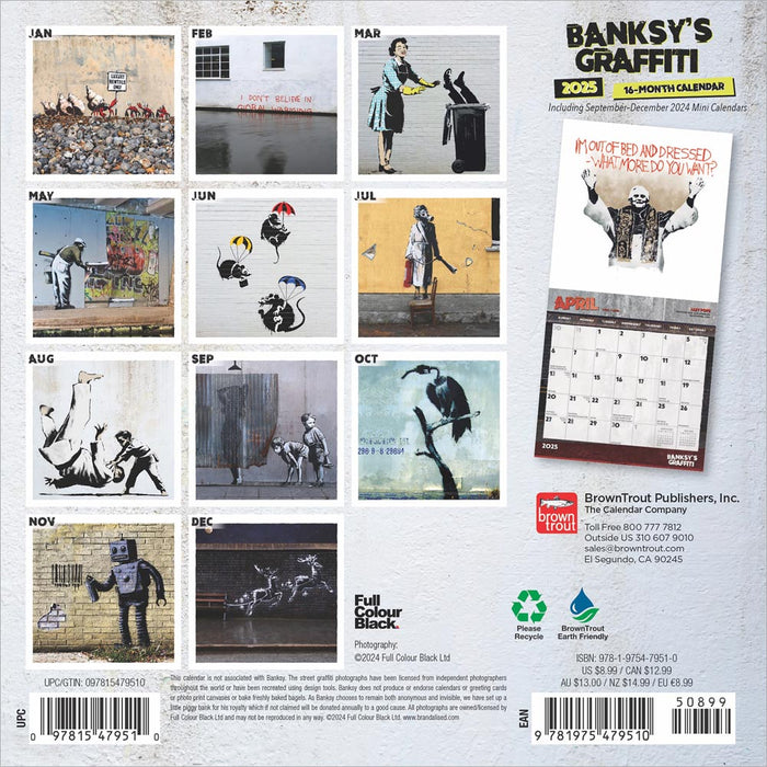 2025 Banksy's Graffiti Mini Wall Calendar by  BrownTrout Publishers Inc from Calendar Club