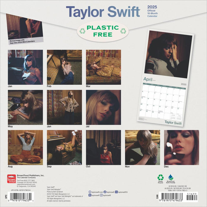 2025 Taylor Swift Wall Calendar by  BrownTrout Publishers Inc from Calendar Club