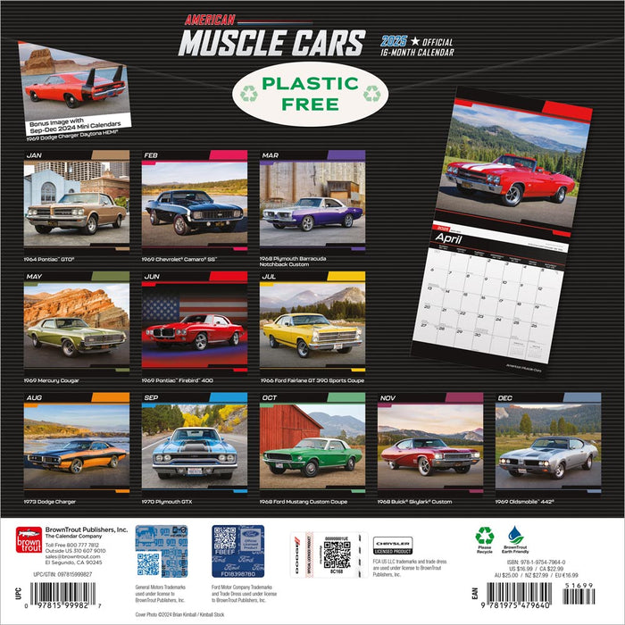 2025 American Muscle Cars Wall Calendar by  BrownTrout Publishers Inc from Calendar Club