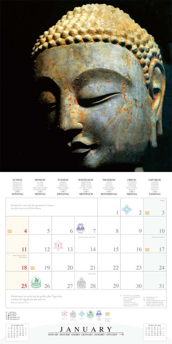 The Buddha's Smile 2026 Square Wall Calendar
