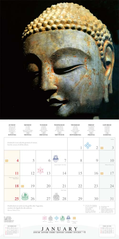 The Buddha's Smile 2026 Square Wall Calendar