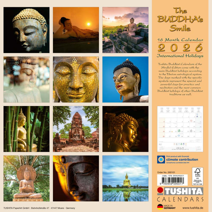 The Buddha's Smile 2026 Square Wall Calendar