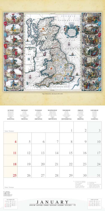 The Antique Maps 2026 Square Wall Calendar
