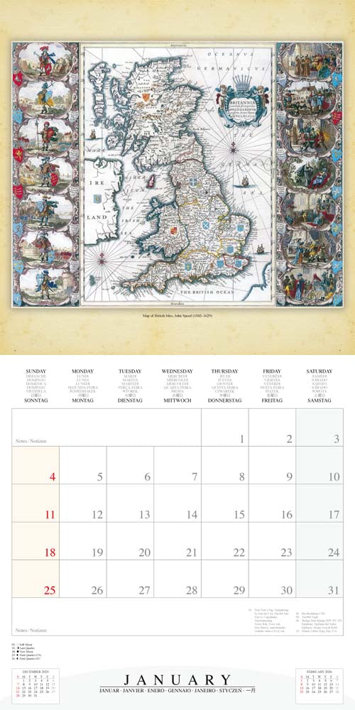 The Antique Maps 2026 Square Wall Calendar