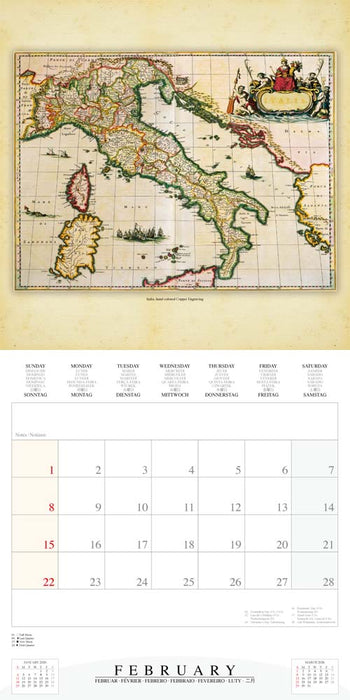 The Antique Maps 2026 Square Wall Calendar